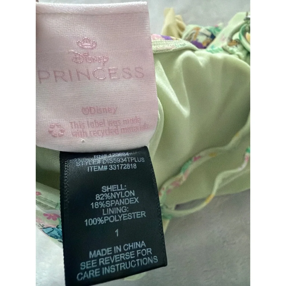 Disney Hot Topic Princess Floral Ruffle High Waisted Bikini Set Green Yellow